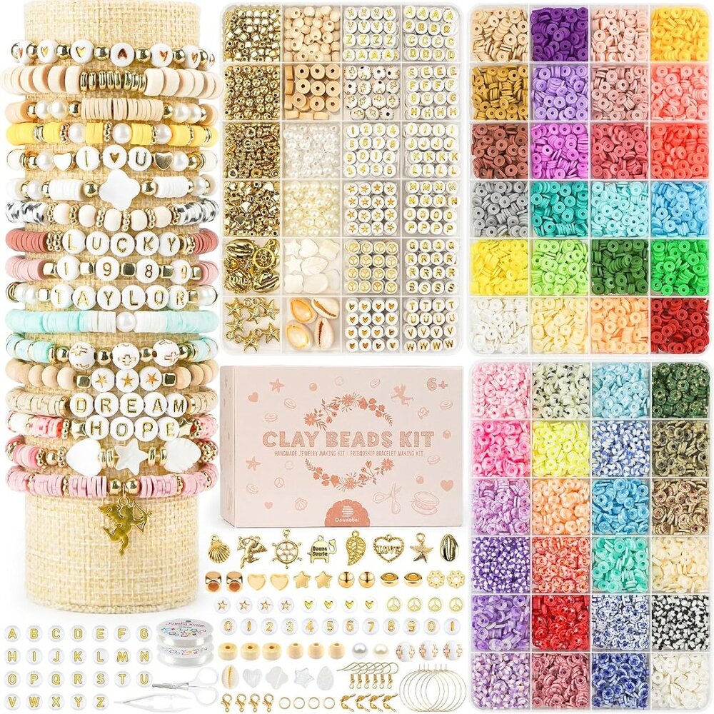 Clay Bead DIY Jewelry Kit 10800Pcs Letter Beads Friendship Bracelets SEALED